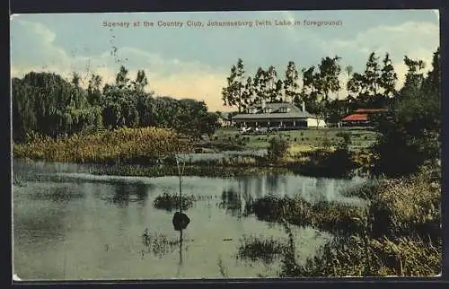 AK Johannesburg, Scenery at the Country Club with Lake in Foreground