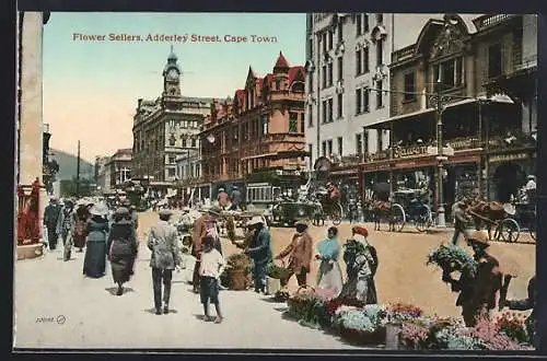 AK Cape Town, Adderley Street, Doppeldeckerbus, Blumenhändler