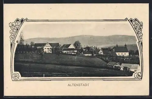 AK Altenstadt, Teilansicht mit Bergkette aus der Vogelschau