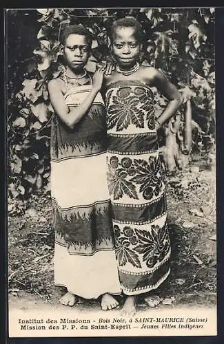 AK Saint-Maurice, Mission des P. P. du Saint-Esprit, Jeunes Filles indigènes, afrikanische Volkstypen