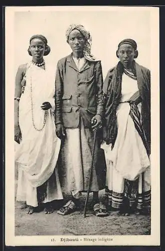 AK Djibouti, Menage indigene, afrikanische Volkstypen