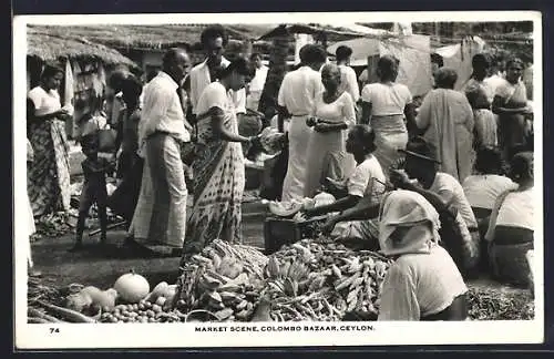 AK Colombo, Bazaar, Market Scene, Partie vom Markt
