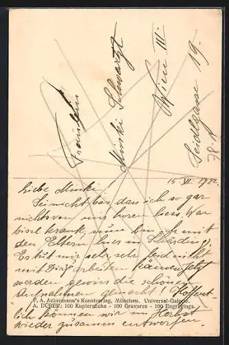 AK Wappen mit Hahn und Helm