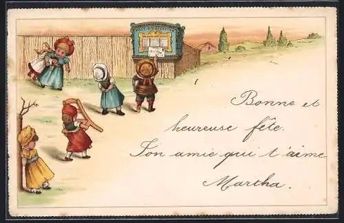 AK Knabe wirft Brief in einen Briefkasten