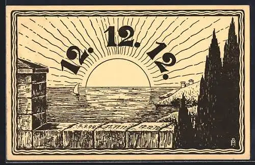 Künstler-AK Jahreszahl 12.12.12, Sonnenaufgang