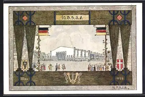 AK Wien, 10. Deutsches Sängerbundesfest 1928 mit Sängerhalle