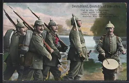 AK Infanteristen im Marsch, Deutschlandlied