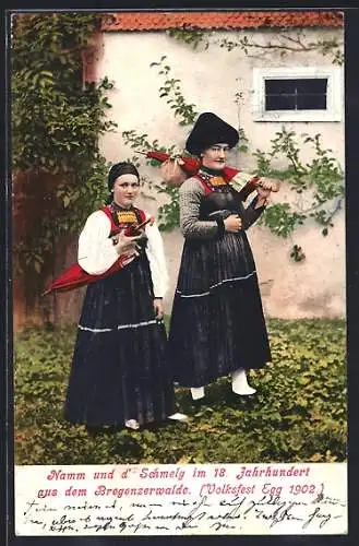 AK Egg, Volksfest 1902, Namm und d` Schwelg im 18. Jahrhundert aus dem Bregenzerwalde