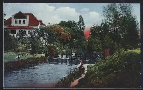 AK Kiel, Gasthaus Eiderkrug & Uferpartie