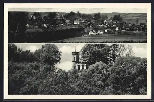 AK Meyernberg / Bayreuth, Ortsansicht und Turm im Wald