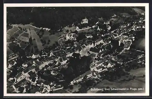 Foto-AK Sulzburg / Schwarzwald, Luftaufnahme des Ortes