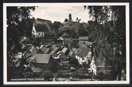 Foto-AK Waischenfeld / Fränkische Schweiz, Ortsansicht mit Burg und Kirche