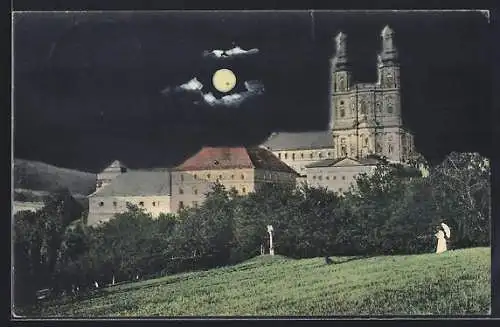 AK Bad Staffelstein / Banz, Klosteranlage bei Nacht