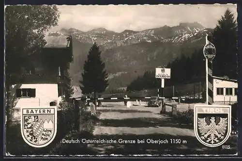 Foto-AK Oberjoch / Hochallgäu, Deutsch-Österreichische Grenze bei 1150 m