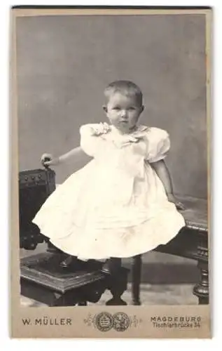 Fotografie W. Müller, Magdeburg, Tischlerbrücke 34, Portrait eines kleinen Kindes