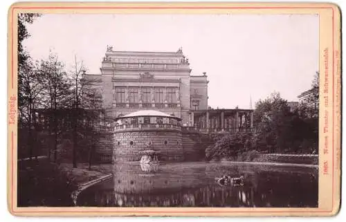 Fotografie Römmler & Jonas, Dresden, Ansicht Leipzig, neues Theater und der Schwanenteich
