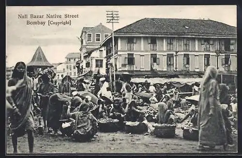AK Bombay, Null Bazar Native Street, Strassenhändler