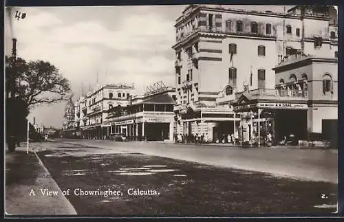 AK Calcutta, View of Chowringhee, Street scene