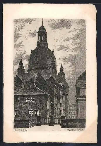 Künstler-AK Dresden, Blick auf die Frauenkirche