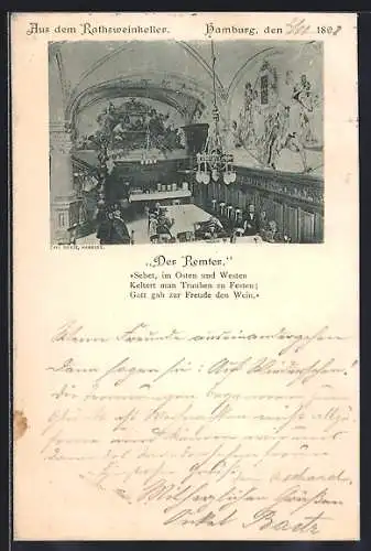 AK Hamburg, Speisesaal im Gasthaus Rathsweinkeller