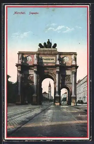 AK München, Strassenpartie am Siegestor