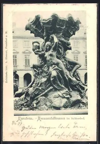 AK Mannheim, Monumentalbrunnen im Schlosshof