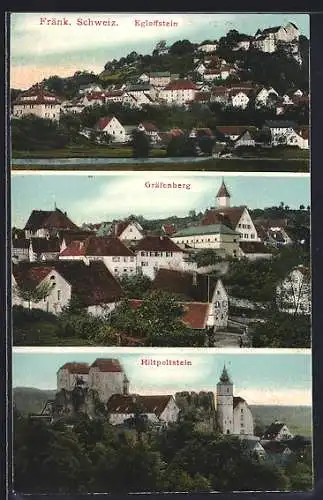 AK Egloffstein /Fränk. Schweiz, Ortsansichten der Region mit Gräfenberg u. Hiltpoltstein