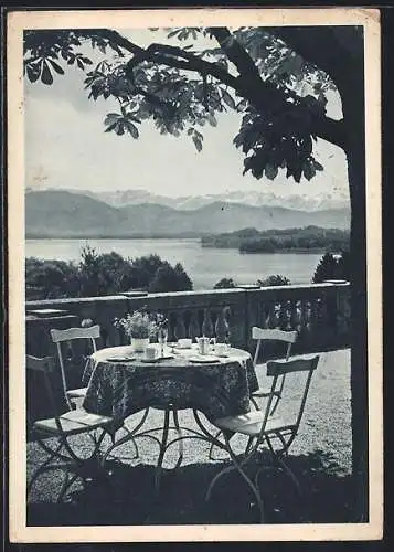 AK Tutzing a. Starnberger See, Seeterrasse vom Hotel Simson