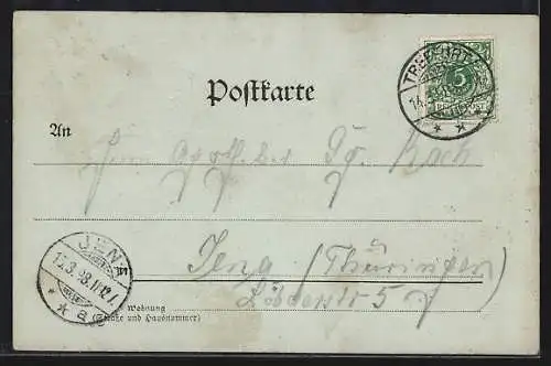 Mondschein-AK Treffurt im Werrathal, Blick auf den Ort