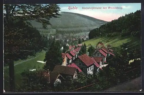 AK Ruhla, Watzdorfstrasse mit Breitenberg