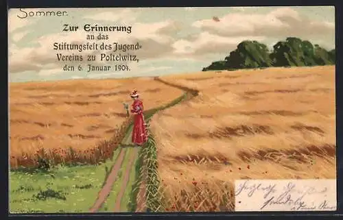 Künstler-AK Alfred Mailick: Sommer, Dame auf einem Feldweg