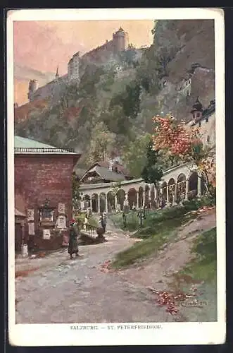 Künstler-AK Edward Theodore Compton: Salzburg, St. Peterfriedhof