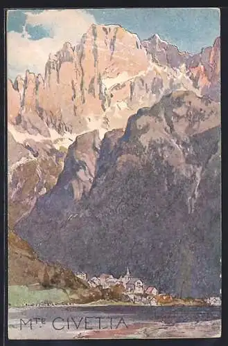 Künstler-AK sign. Hans Christiansen: Monte Civetta, Blick zum Gipfel des Berges