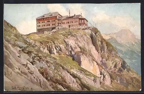 Künstler-AK Edward Theodore Compton: Watzmannhaus, Panorama