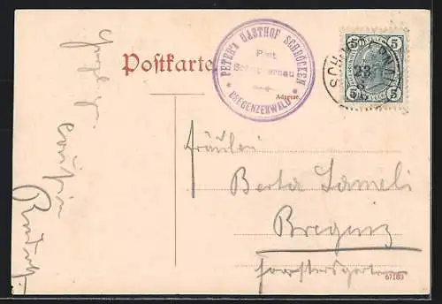 Künstler-AK Edward Theodore Compton: Schröcken, Braunadlerspitze mit Körbersee, Bregenzerwald