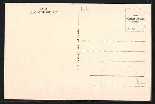 AK Rauschen, Samlandküste mit Buhne und Steilküste