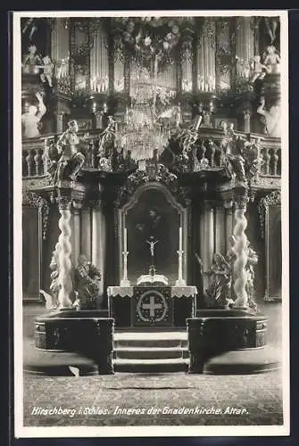 AK Hirschberg i. Schles., Inneres der Gnadenkirche, Altar