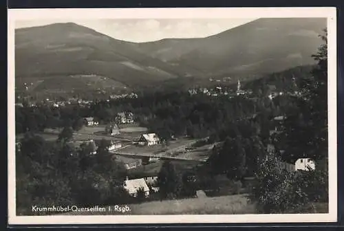AK Krummhübel-Querseiffen, Ortsansicht aus der Vogelschau