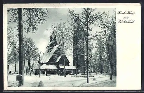 AK Brückenberg /Riesengebirge, Kirche Wang im Winterkleid