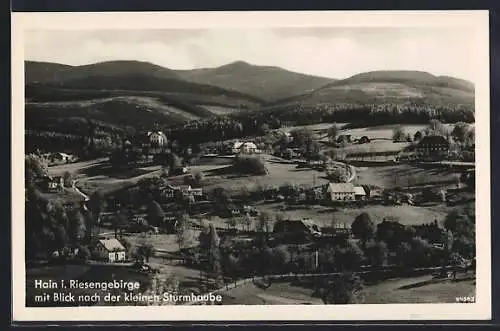AK Hain i. Riesengebirge, Ortsansicht mit Blick nach der kleinen Sturmhaube