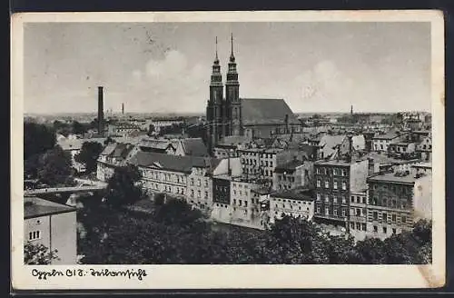 AK Oppeln /O. S., Teilansicht mit Kirche und Fabrik