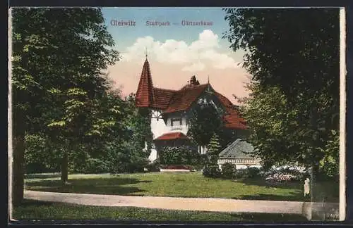 AK Gleiwitz, Stadtpark, Gärtnerhaus