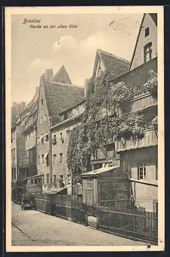 AK Breslau, Strassenpartie an der alten Ohle