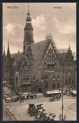 AK Breslau, Rathaus aus der Vogelschau