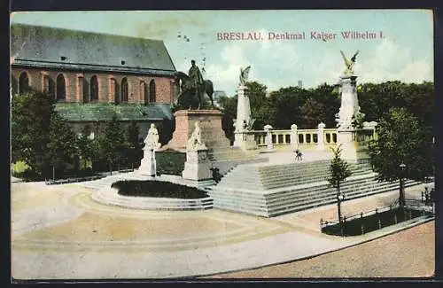 AK Breslau, Partie am Kaiser Wilhelm I. Denkmal