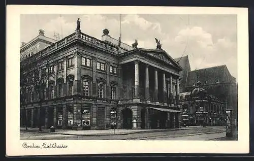 AK Breslau, Stadttheater und Geschäfte