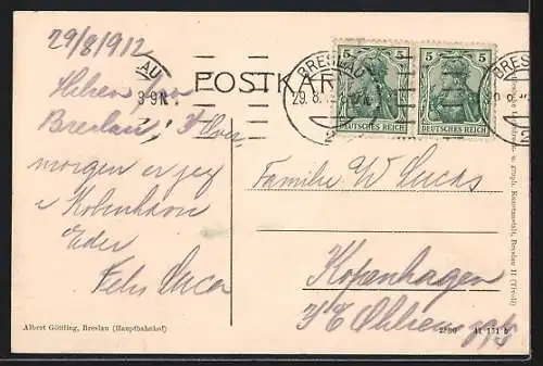 AK Breslau, Liebichshöhe, Springbrunnen