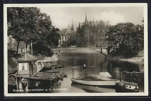 AK Breslau, Gondelhafen an der Holteihöhe