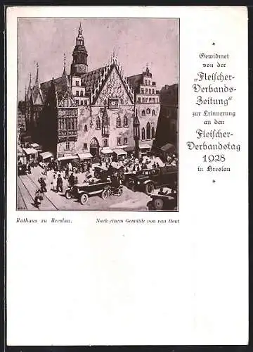 AK Breslau, Fleischer-Verbandstag 1928, Rathaus