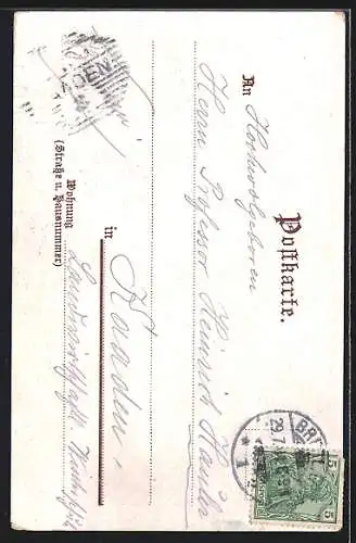 Lithographie Breslau, Partie am Dom